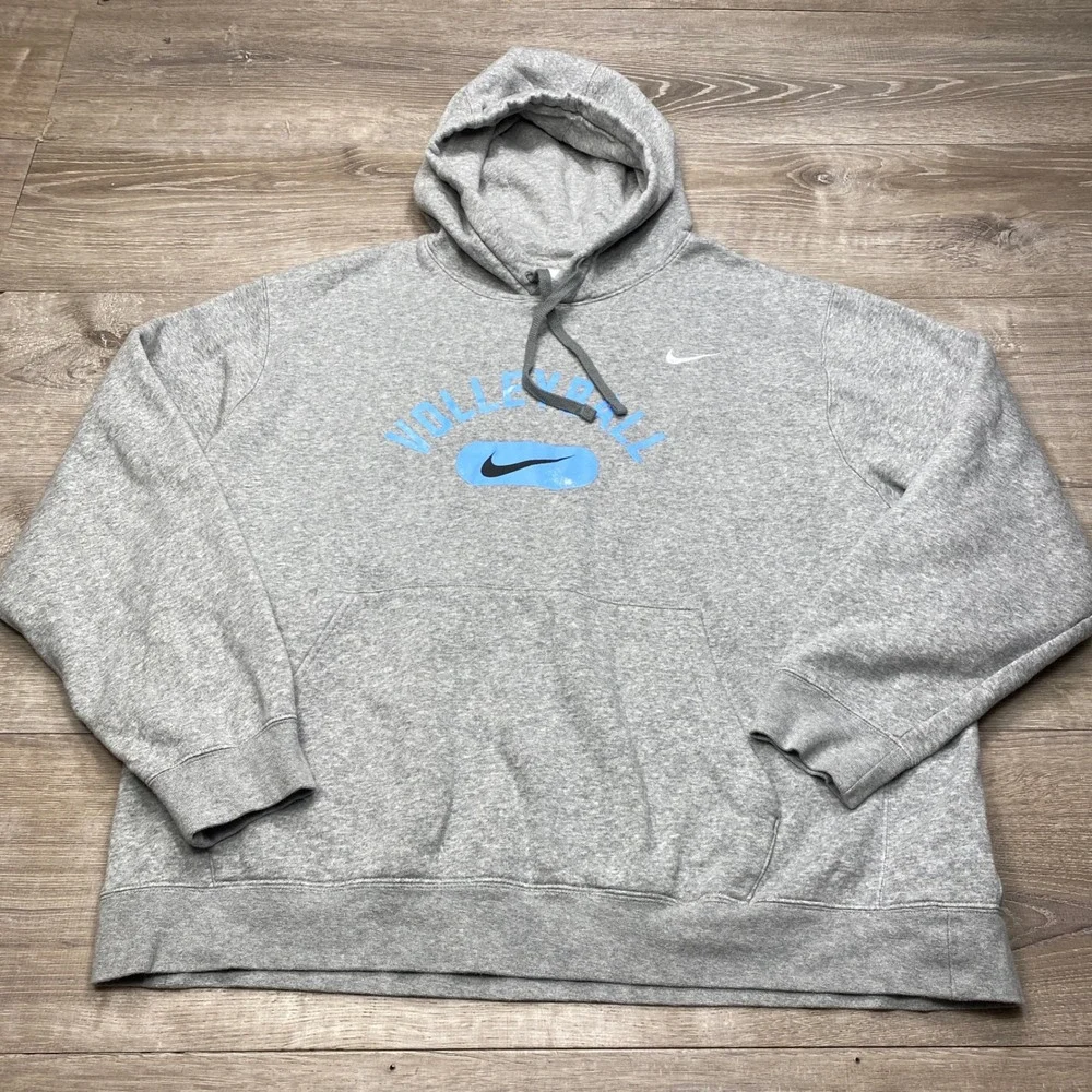 Nike Volleyball Hoodie Mens 2XL Gray Blue Graphic Pullover Fleece CJ1611-063